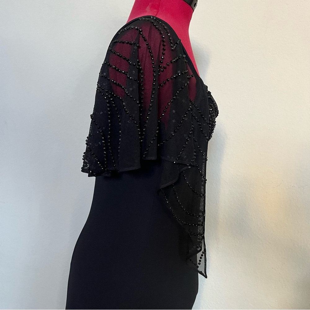 Vintage beaded 80s ๐ค draped neckline ballroom dance lbd classic 8P S.L. Fashion - Picture 14 of 15